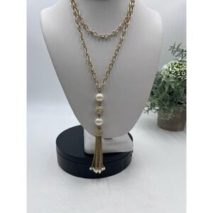 Lia Sophia "Joyous" Gold Tone Crystals Glass Pearls Resin Beads Necklace
